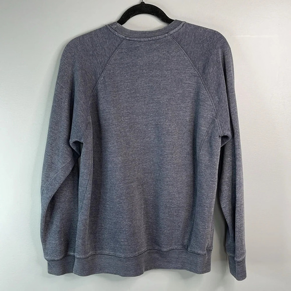 DISCRETE Graphic Logo Crewneck Sweatshirt Blue Raglan Sleeve Gorpcore Camper M - Picture 7 of 11